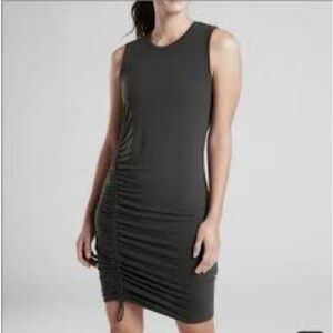NWOT Athleta Grenada Black Sleeveless Ruched Mini Dress